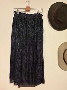 Banana Republic Black Metallic Pleated Maxi Skirt